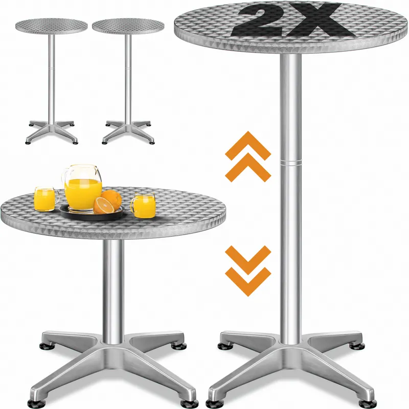 Casaria® Stehtisch 2er-Set Silber Alu Ø60cm höhenverstellbar, Silber, – Produktbild 1 von 2