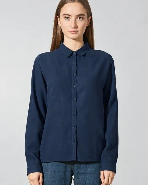 HempAge HempAge Damen Langarm-Bluse Hanf/Bio-Baumwolle, Navy, – Produktbild 2 von 3