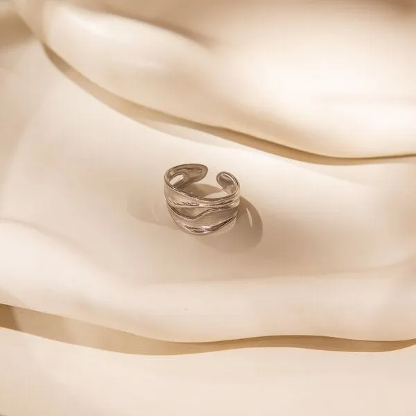ELEKTROPULLI Elektropulli Größenverstellbarer Flow Ring, Silber, – Produktbild 4 von 4