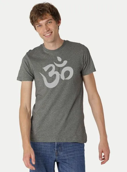 Peaces.bio - handbedruckte Biomode Peaces.bio - handbedruckte Biomode Fit T-Shirt "Om" Herren, Dunkelgrau, – Produktbild 2 von 3