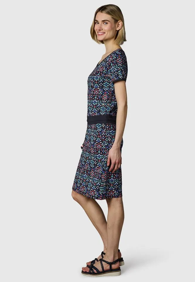 ragwear ragwear Minikleid Baomi Print YOUMODO Gemustertes kurzes Sommerkleid mit Taillenkordel, Blau, – Produktbild 2 von 5