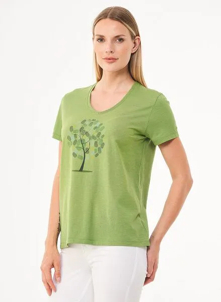 ORGANICATION ORGANICATION T-Shirt aus Bio-Baumwolle mit Baum-Print, Grün(grass green), – Produktbild 2 von 4