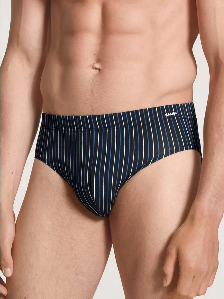 CALIDA CALIDA Slip Cotton Code weicher Elastikbund, Baumwollmix, Streifen-Design, Schwarz, – Produktbild 2 von 5