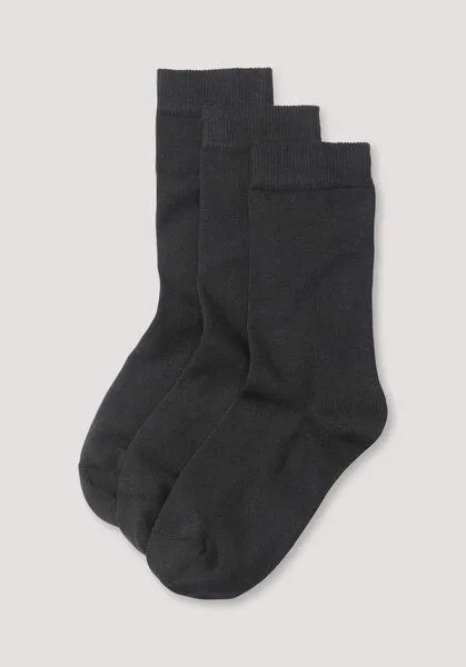 hessnatur hessnatur Damen-Socke im 3er-Pack aus Bio-Baumwolle, Schwarz, – Produktbild 1 von 2