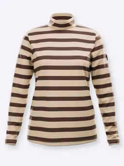 Witt Stehkragenshirt schoko-sand-geringelt – Produktbild 1 von 1