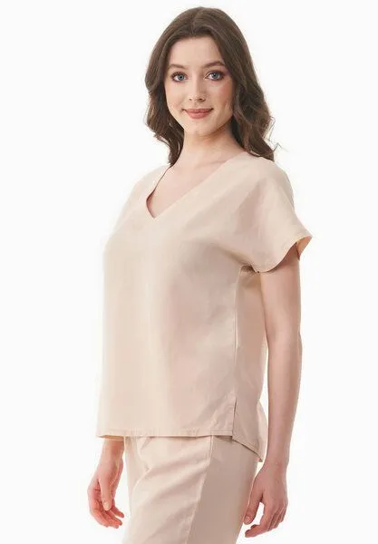 ORGANICATION ORGANICATION Bluse aus TENCEL Lyocell und Leinen, Beige(soft beige), – Produktbild 4 von 4