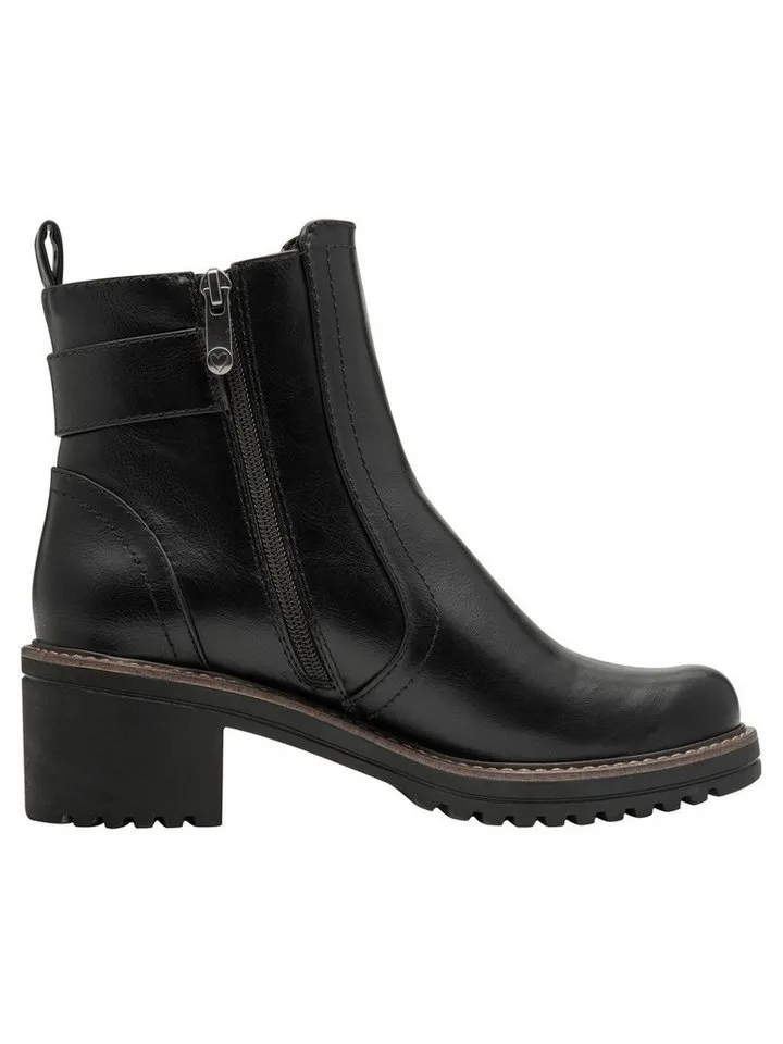 Marco Tozzi Marco Tozzi Vegan, MT FEEL ME mit Blockabsatz Blockabsatz Stiefelette Vegan, Schwarz, – Produktbild 3 von 5