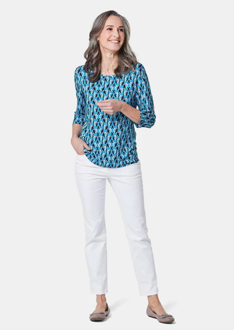 Goldner Druckshirt im Materialmix - blau / gemustert von Goldner Fashion, Blau, – Produktbild 2 von 3