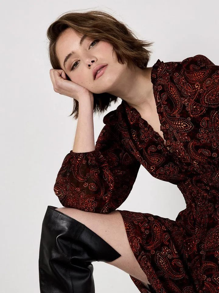 Apricot Apricot Minikleid Druckkleid mit Batik-Paisley-Muster, Orange, – Produktbild 4 von 5