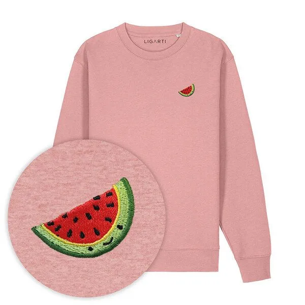 LIGARTI Bestickter Pullover – Wassermelone – LIGARTI Tiermanufaktur, Altrosa, – Produktbild 1 von 3