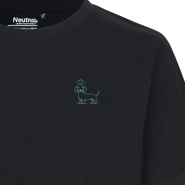 HANDGEDRUCKT HANDGEDRUCKT "König Wuff" Unisex T-Shirt aus reiner Baumwolle (kbA), Black, – Produktbild 1 von 3