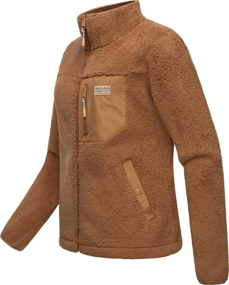 ragwear ragwear Plüschjacke Alaris Kuschelige Fleecejacke mit Brusttasche, Braun, – Produktbild 3 von 4