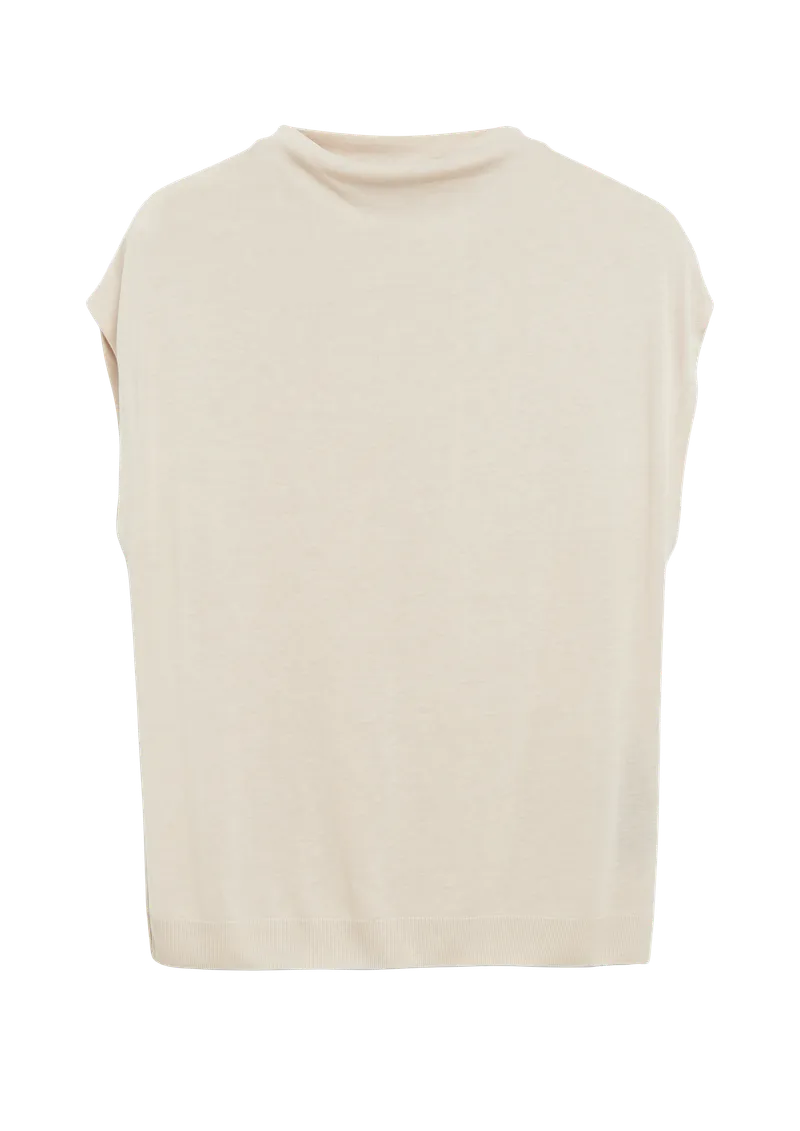 comma comma Fließendes Shirt aus Lyocellmix, Beige, – Produktbild 1 von 3