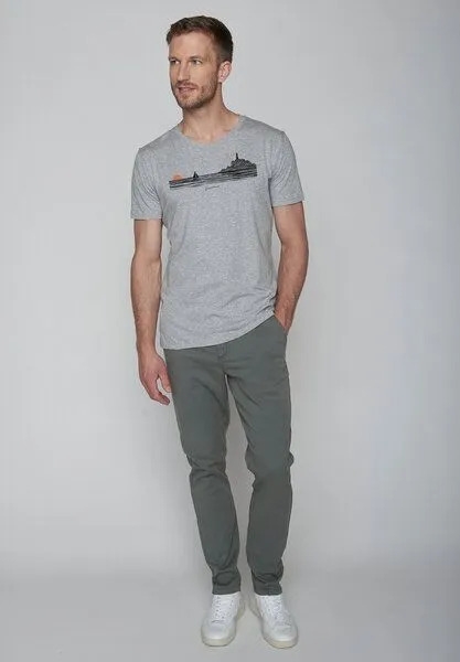 GreenBomb GREENBOMB Nature Evening Glow Guide - Sportliches T-Shirt aus Bio-Baumwolle / hochwertiger Print / GOTS / Fair & Vegan, Grau (heidegrau), – Produktbild 4 von 4