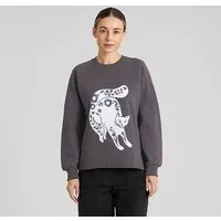 Dedicated DEDICATED Ystad Flower Cat Damen Sweatshirt, Grau, – Produktbild 1 von 1