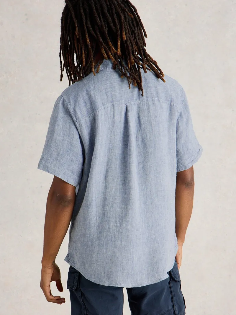 White Stuff Leinenhemd Keswick Kurzarm - L, Chambray blau, – Produktbild 4 von 4