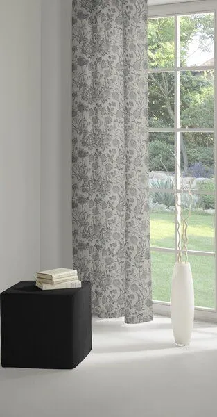 Nature by Adam Nature by Adam Vorhang aus 100% Bio-Baumwolle - Made in Germany - Flower Cuvée, Schwarz, – Produktbild 7 von 7