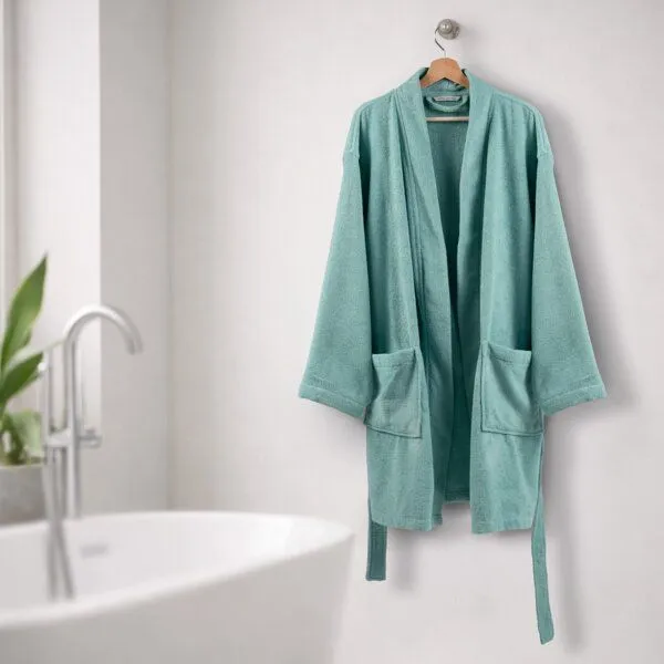 Living Crafts Living Crafts Bademantel - BARI, Aqua haze (petrol), – Produktbild 1 von 2