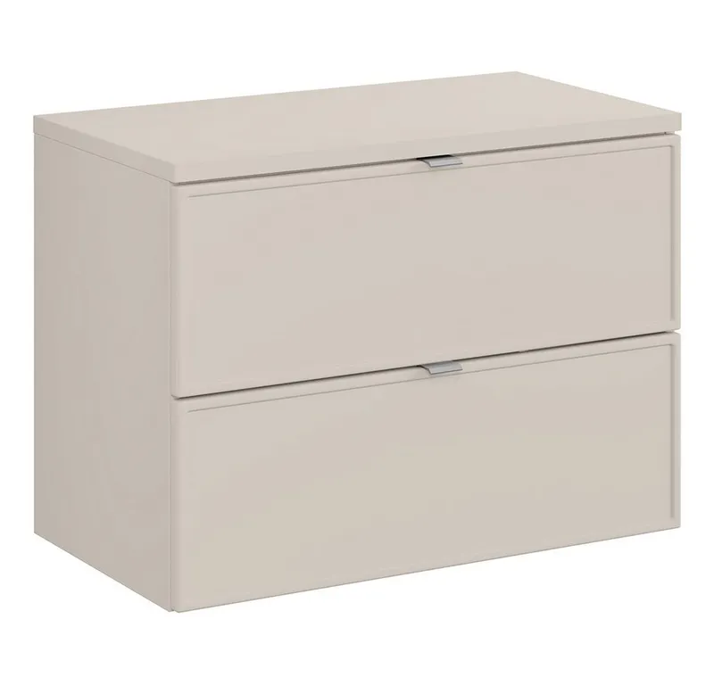 Lomadox Waschbeckenschrank BIBIONE-56 80 cm breit in kaschmir mit 2 Schubladen, wandhängend, Weiß, – Produktbild 1 von 5