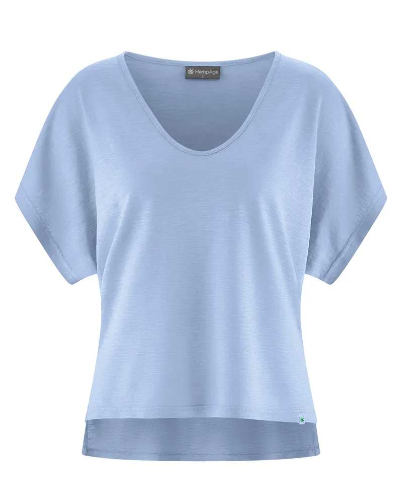 HempAge Hempage Damen vegan T-Shirt Aus Slub-Jersey Wasserblau, Hellblau, – Produktbild 1 von 2