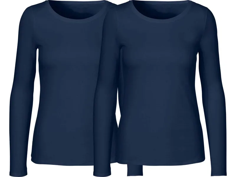 Neutral Neutral 2er-Pack Bio-Damen-Langarmshirt mit Rundhalsausschnitt, navy, Gr. S – Produktbild 1 von 1