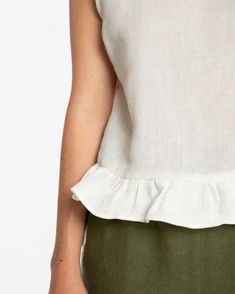 MATONA Matona Ärmelloses Top | Gathered Top | aus Leinen, White, – Produktbild 4 von 4