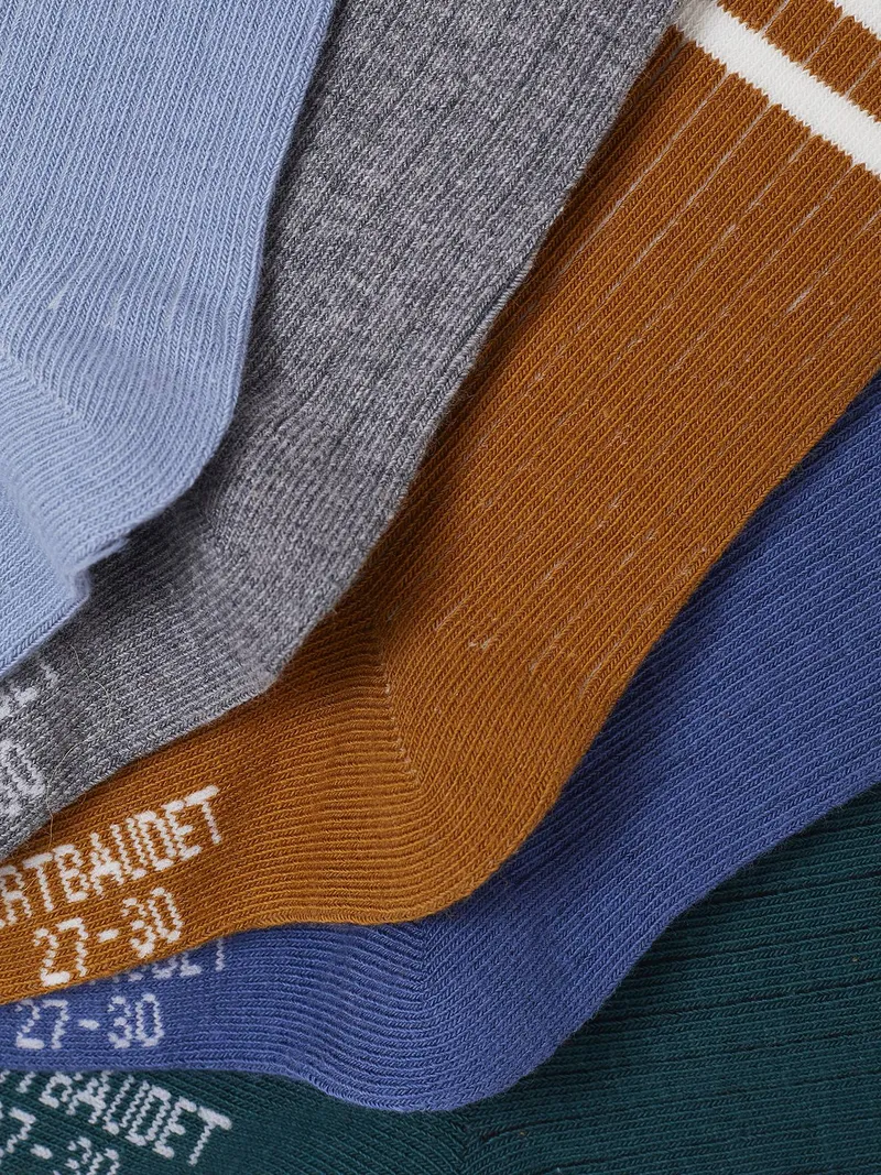 Vertbaudet 5er-Pack Kinder Socken Doppelstreifen BASIC, Graublau, – Produktbild 2 von 2