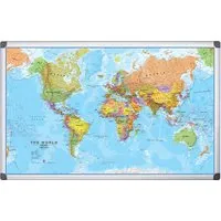 Bi Office Bi-Office Whiteboard mit Landkarten-Aufdruck Weltkarte 120 x 90 cm – Produktbild 1 von 1