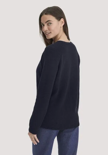hessnatur hessnatur Strick Pullover Regular aus reiner Bio-Baumwolle, Marine, – Produktbild 2 von 4