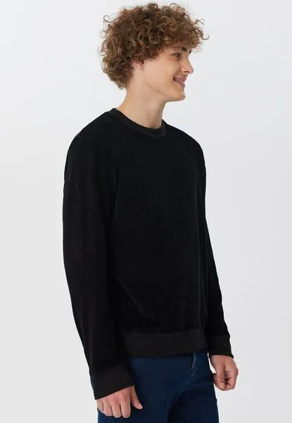 Leela Cotton Leela Cotton Herren Cord-Sweatshirt aus 100% kba-Baumwolle - Feiner Nicky Cordstoff 2232, Schwarz, – Produktbild 3 von 3