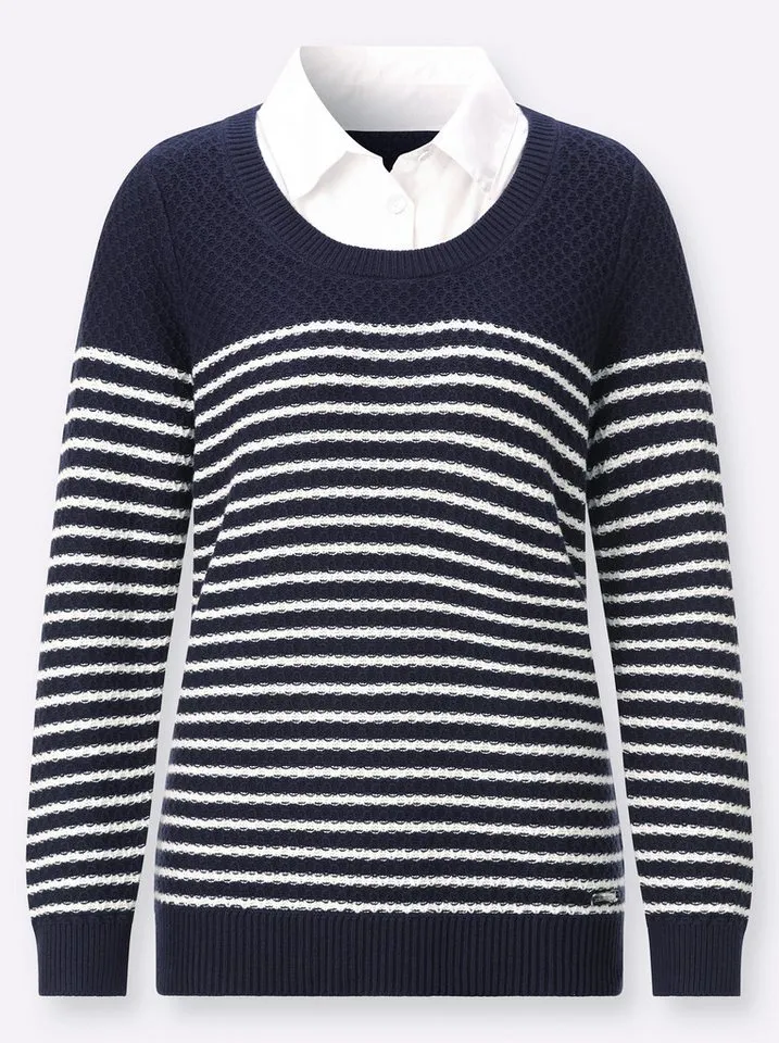 Witt Witt Strickpullover 2-in-1-Pullover Langarm, Blau, – Produktbild 3 von 5