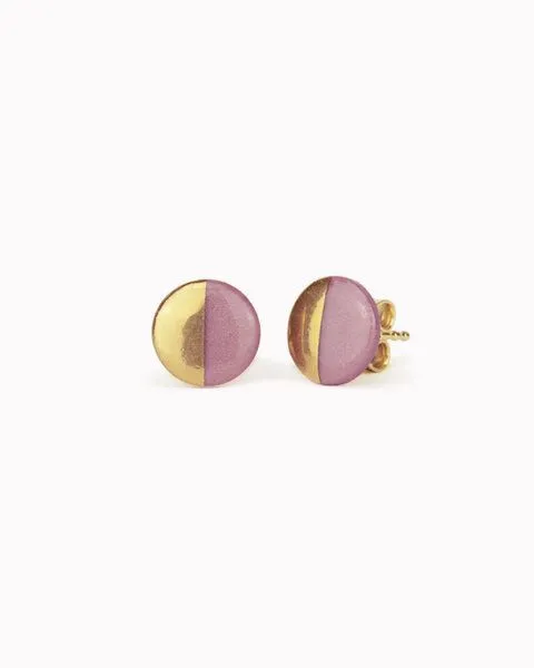 lille mus lille mus Porzellan-Ohrstecker Halbkreis, Mauve, – Produktbild 1 von 2