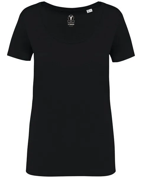 YTWOO YTWOO Damen-T-Shirt mt Slub Optik aus 100% Bio-Baumwolle, Schwarz, – Produktbild 1 von 3