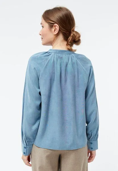 Givn Berlin Givn Berlin Bluse GBSMILLA mit Puffärmeln aus TENCEL mit Peach-Effekt, Cloudy blue, – Produktbild 3 von 4