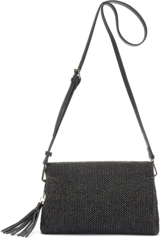 Vivance by Lascana Umhängetasche Clutch, Handtasche,Schultertasche,Tragetasche,Crossbody Bag, Bast-Optik VEGAN, Schwarz, – Produktbild 4 von 5