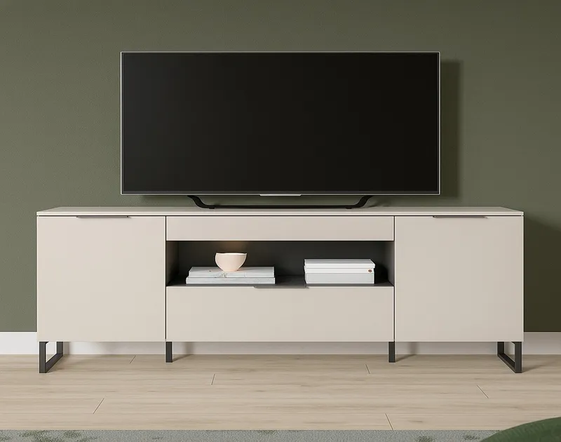 Inn.Furn Lowboard Morena (TV Unterschrank in Sand / Kaschmir, Breite 185 cm, bis 70 Zoll), mit Komforthöhe und Soft-Close-Funktion, Beige, – Produktbild 5 von 5
