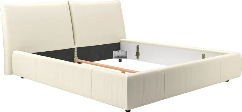 Home affaire Polsterbett Priora in 4 Breiten bis 200cm, auch in NaturLEDER, Cord, belastbar bis 280kg, auch Überlänge 220 cm, Weiß, – Produktbild 4 von 5