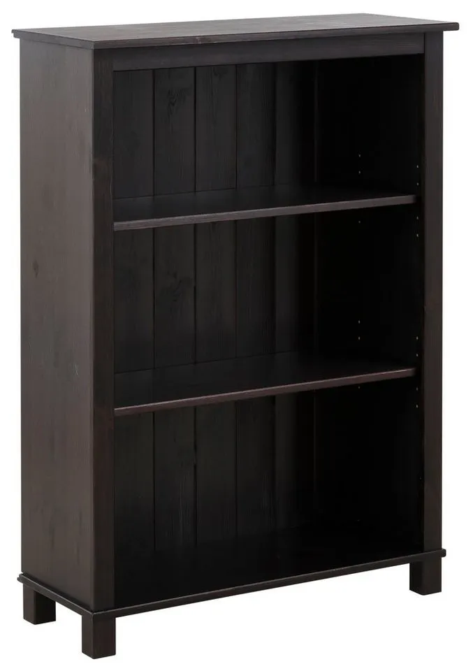 OTTO home Regal Pivo Bücherregal mit 2 verstellbaren Einlegeböden, natürliche Maserung, aus massivem Kiefernholz mit 3 Fächern, Höhe 106 cm, Braun, – Produktbild 2 von 5