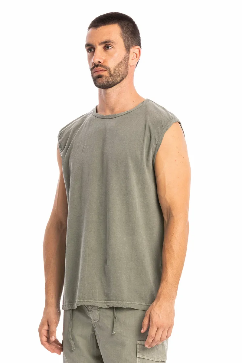 RAVENS VIEW IBIZA RAVENS VIEW IBIZA Herren vegan Ärmelloses T-Shirt Bodhi Dust Olive, Olivgrün, – Produktbild 1 von 2