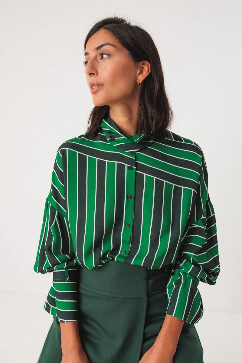 SKFK SKFK Damen vegan Hemd Lone Grün/Schwarz, Grã¼n, – Produktbild 1 von 2