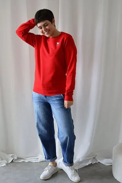 Kultgut Kultgut Biofair - Flauschig, weicher Pullover, vegan zertifiziert - Save the Ocean/ Little Stark, Rot, – Produktbild 1 von 4