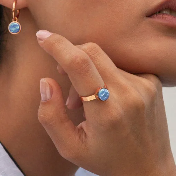 ALEXASCHA ALEXASCHA Größenverstellbarer Ring mit Stein, Azurblau, – Produktbild 3 von 4