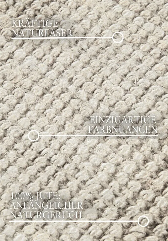 Villeroy & Boch Villeroy & Boch Teppich Rosalie Juteteppich, rechteckig, Höhe: 10 mm, Läufer, 100% Jute, Natur, Wohnzimmer, Esszimmer, Schlafzimmer, Weiß, – Produktbild 4 von 8