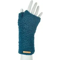 short'n'pietz short'n'pietz Schurwollhandstulpen links gestrickt, Petrol, – Produktbild 1 von 1