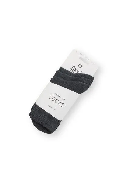 THOKKTHOKK ThokkThokk 3er-Pack Mid Socks Socken (GOTS, Fairtrade, Vegan), Anthrazit (grau), – Produktbild 2 von 4
