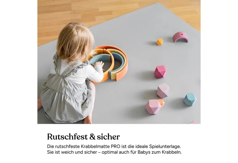 Ehrenkind Spielmatte Krabbelmatte Pro, rutschfeste Babymatte, Spielmatte (Exzellenter Schutz beim Spielen & Toben, Warm, isolierend & weich, 180x120 cm), Extra dick und soft, Made in Germany, Oeko-Tex 100, Spielmatte Baby, Grau, – Produktbild 3 von 5