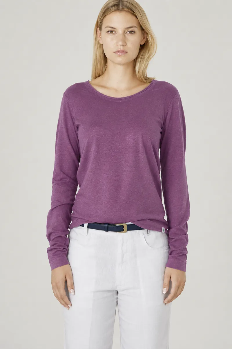 HempAge Hempage Damen vegan Langarm T-Shirt In Lila, Violett, – Produktbild 2 von 2