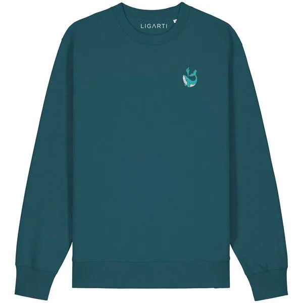LIGARTI Bestickter Pullover – Walter der Wal – LIGARTI Tiermanufaktur, Petrol, – Produktbild 1 von 2