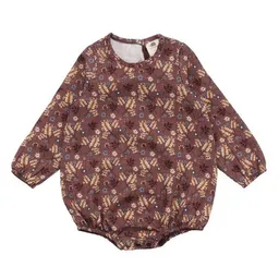 Walkiddy Baby Langarmbody GOTS zertifiziert – Braun mit Blumenmuster, weich & bequem | von Walkiddy – Produktbild 1 von 1