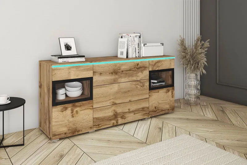 Home affaire Sideboard VERA, Moderne grifflose Kommode,verstellbare Einlegeböden, Braun, – Produktbild 2 von 5